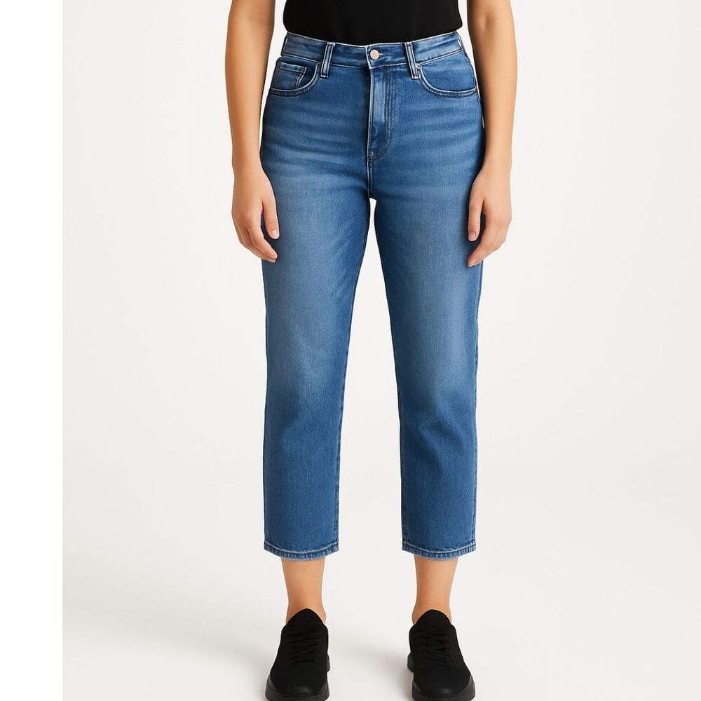 Current/Elliott Womens The Pony Boy Jeans Cropped Size 32 Light Wash High Rise